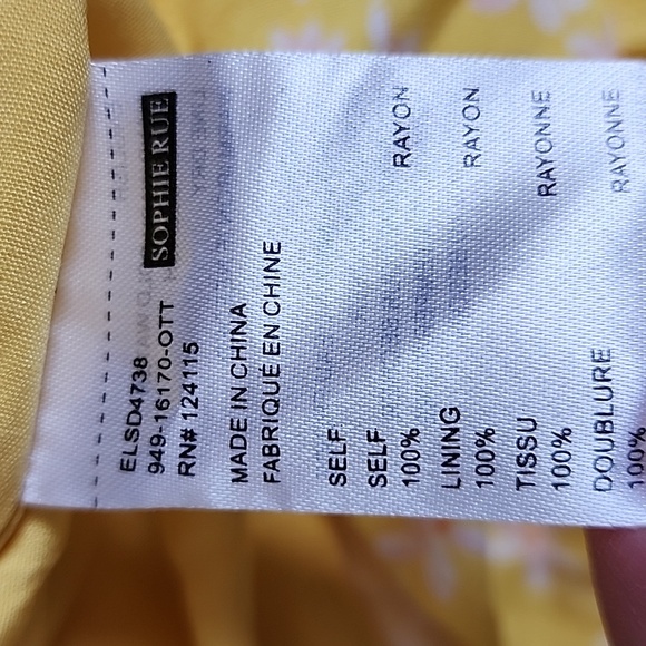 SOPHIE RUE FLORAL YELLOW MINI DRESS/ L - Picture 5 of 12